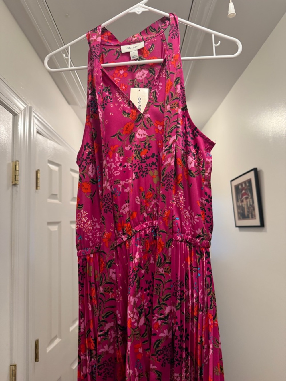Fuchsia Floral Sleeveless Maxi Dress - Picture 1 of 10